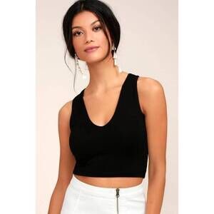 Lulus Basics Feel Like Dancing Black Crop Top